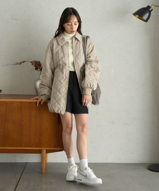 earth music&ecology ダブルステッチキルティングコート Beige