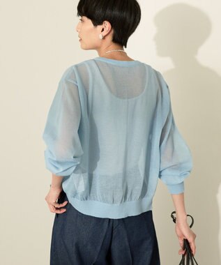 AMERICAN HOLIC シアークルーネックニットカーディガン Light Blue