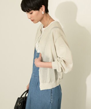 AMERICAN HOLIC シアークルーネックニットカーディガン Silver