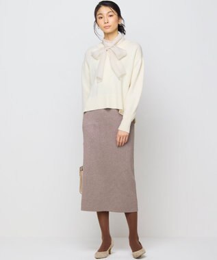 組曲 シャイニーオーガン ボウタイ付きブラウス アイボリー系