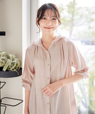 Tiaclasse L 【洗える】フード付きフレアチュニック ピンク