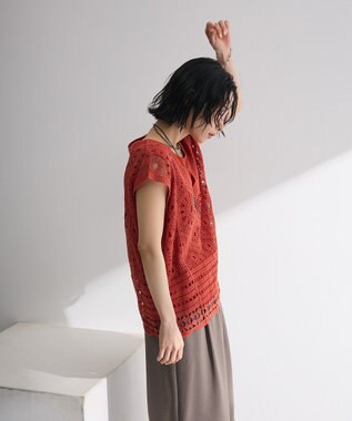 Green Parks ＳＥＴ２点クロシェプルオーバー＋タンクトップ Orange