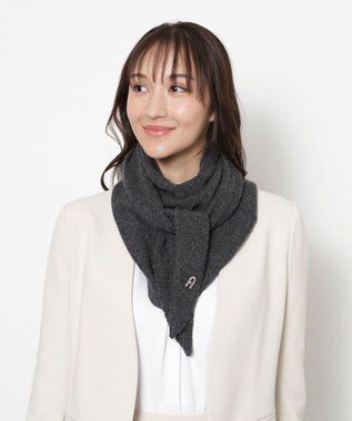 MOONBAT FURLA(フルラ）カシミヤ スパンコール トライアングルストール ダークグレー