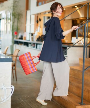 Tiaclasse L 【洗える】フード付きフレアチュニック ネイビー