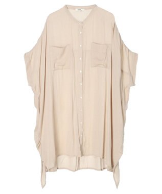 earth music&ecology レーヨンポケットシャツチュニック Beige