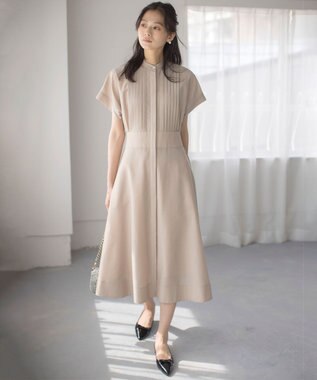 組曲 S 【洗える・ドライタッチ】シアーボイルフロントタック ワンピース ベージュ系
