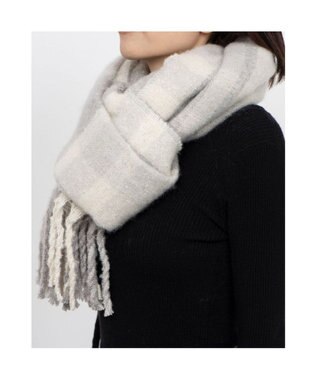 UNBILLION カシュネ cache nez / リサイクルポリニュートラルカラーチェックストール ライトグレー