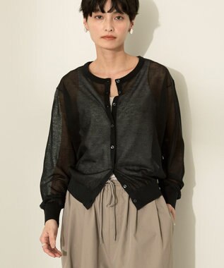 AMERICAN HOLIC シアークルーネックニットカーディガン Black