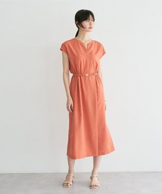 YECCA VECCA リネンライクスキッパーワンピース Orange