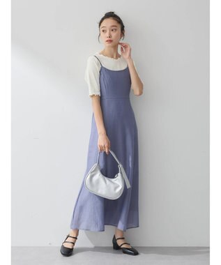 earth music&ecology バックレースアップワンピース Grayish Blue