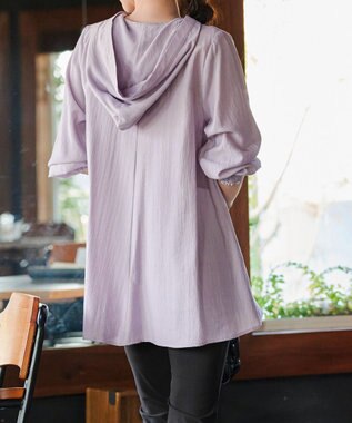 Tiaclasse 【洗える】フード付きフレアチュニック ラベンダー