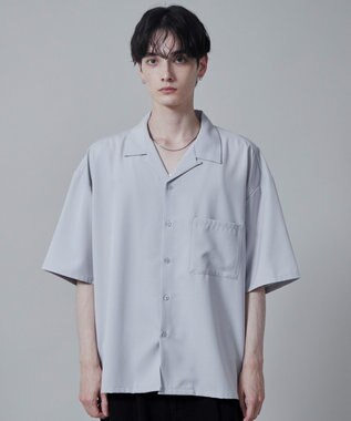 WEGO 【速乾/シワになりにくい】ドライポリオープンカラーシャツ(S) ライトグレー
