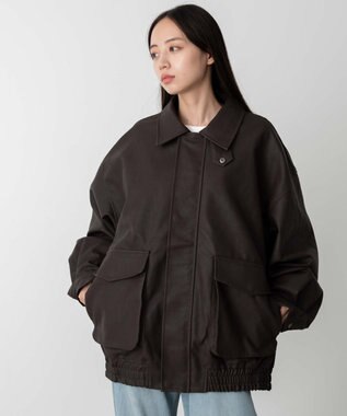 WEGO 【ユニセックス着用ITEM】エコレザー2WAYフライトジャケット ブラウン