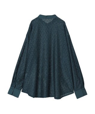 earth music&ecology レースバンドカラーシャツ Green