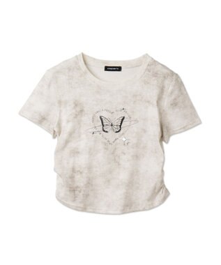 WEGO メタリックバタフライサークルロゴT ホワイトアイボリー