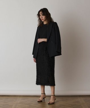 フェザー刺繍コンビワンピース