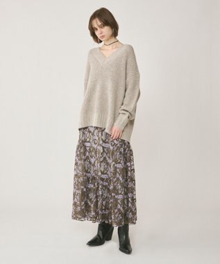 GRACE CONTINENTAL ラメ畦ニットトップ ベージュ