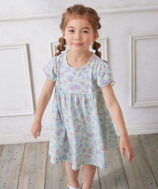 ANY KIDS カットソー サマー ワンピース エメラルドグリーン×シェル