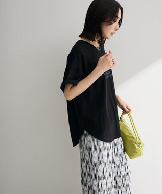 Green Parks 裾ラウンド機能ロゴTシャツ Black