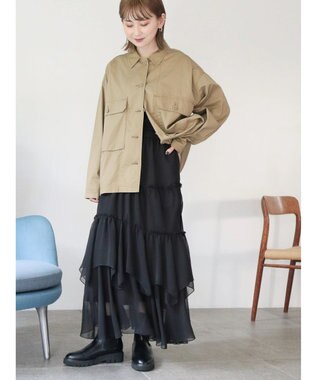 AMERICAN HOLIC 丈違いティアードフリルギャザースカート Black