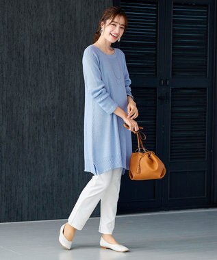 Tiaclasse L 【洗える】リラックス感のあるラグランスリーブニット サックス