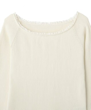 earth music&ecology 【予約】レーストリムリブニットプルオーバー アイボリー