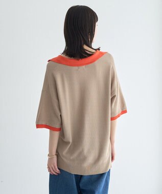 YECCA VECCA 配色ワイドポロニット Beige