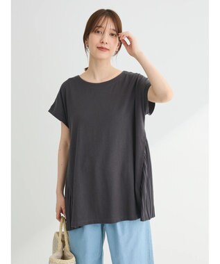 Green Parks 脇プリーツドッキングチュニック Charcoal Gray