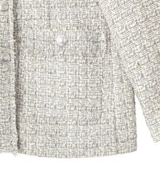 YECCA VECCA ノーカラーツイードジャケット Gray