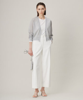 ICB 【洗える】 シアーレイヤードカーディガン ライトグレー×オフホワイト系