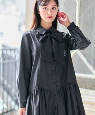 Feroux 【2WAY】リボンタイシャツ ワンピース グレー系