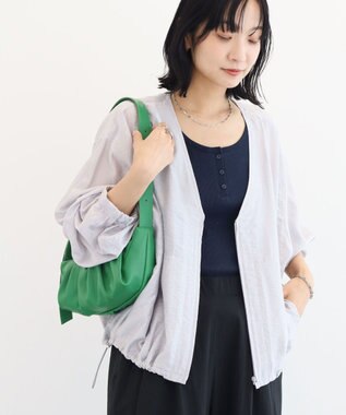Green Parks シアーＺＩＰＶネックブルゾン Gray