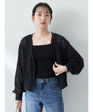 earth music&ecology ラッセルレースカーディガン Black