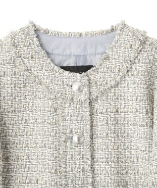 YECCA VECCA ノーカラーツイードジャケット Gray
