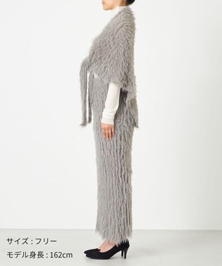 NAVE 【ReNAVE・洗える】メルティーシャギーニット ストール ライトグレー系