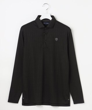 23区GOLF 【MEN】モノグラムジャガード長袖ポロシャツ ブラック系