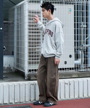 WEGO イージーバレルレッグデニムパンツ ブラウン