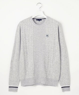 23区GOLF 【MEN】ウールブレンド カラーニット ラウンドから普段のお出かけや、お散歩まで◎ ライトグレー系