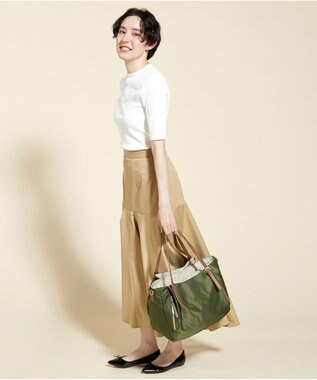 LA BAGAGERIE 【MONICA】ナイロン2WAYトートバッグ Mサイズ カーキ