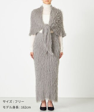 NAVE 【ReNAVE・洗える】メルティーシャギーニット ストール ライトグレー系