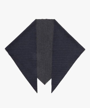 ICB ミルドウール アフガン型ニットストール ネイビーストライプ柄系