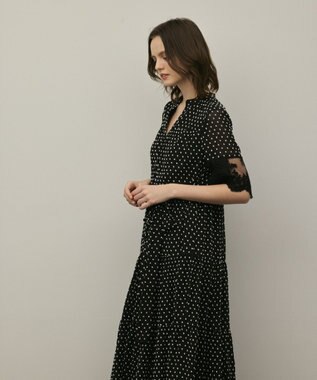 GRACE CONTINENTAL カフタンシフォンワンピース ブラック