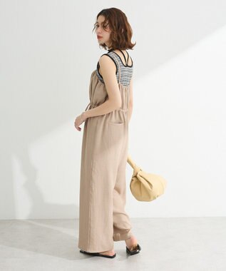 Green Parks 胸元バルーンウエストリボンサロペット Light Beige