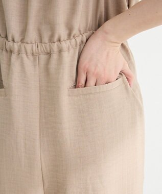 Green Parks 胸元バルーンウエストリボンサロペット Light Beige