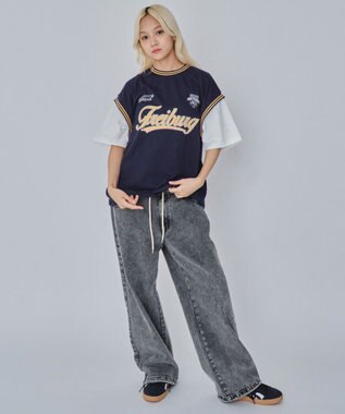 WEGO 【ユニセックス着用ITEM/MLサイズ展開】フェイクタンクグラフィックT（SS） ネイビー