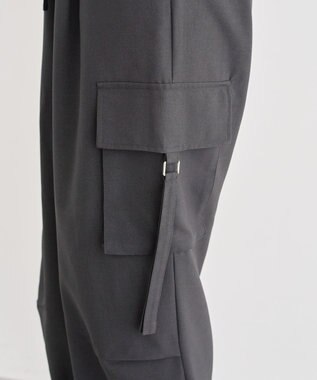 Green Parks 麻調ミリタリーカーゴパンツ Dark Gray