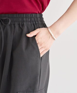 Green Parks 麻調ミリタリーカーゴパンツ Dark Gray