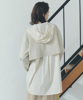 YECCA VECCA ZIPニットレイヤードフーディーシャツ Navy