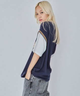 WEGO 【ユニセックス着用ITEM/MLサイズ展開】フェイクタンクグラフィックT（SS） ネイビー