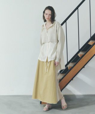 YECCA VECCA ZIPニットレイヤードフーディーシャツ Navy